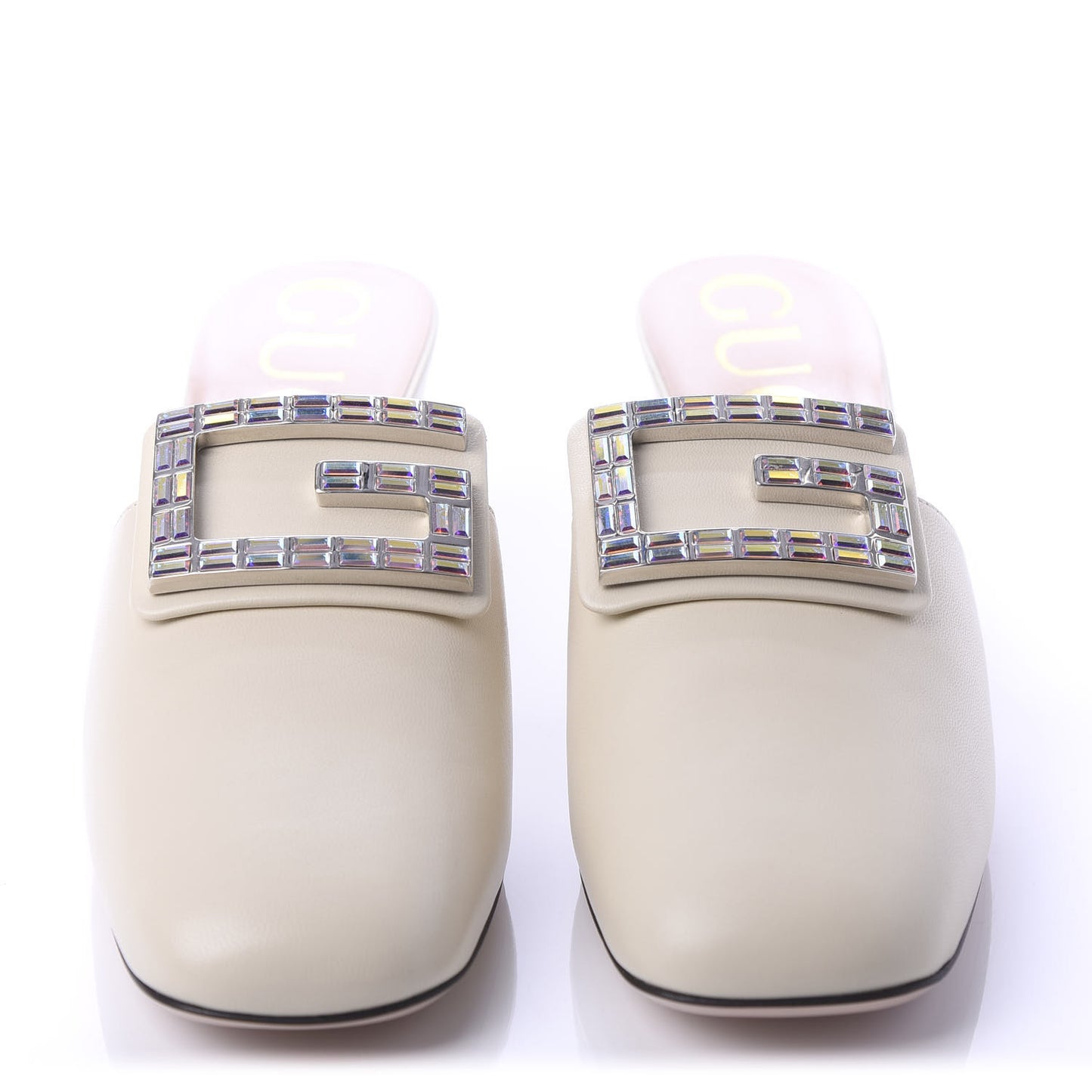 Malaga Kid Crystal Square G Madelyn Mules 39 Vintage White