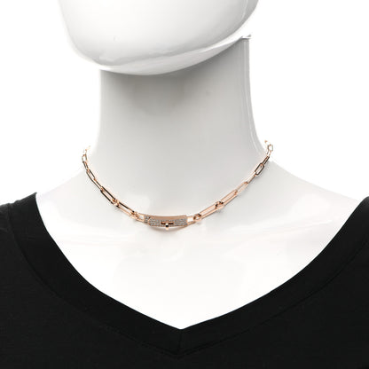 Hermes 18K Rose Gold Diamond Pave Kelly Chaine Choker Necklace 2 of 5