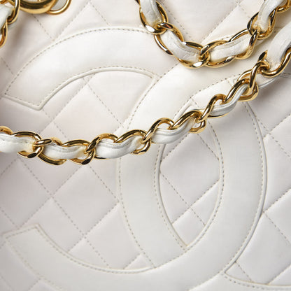 Chanel Calfskin Quilted Shopping Tote White 14 of 18