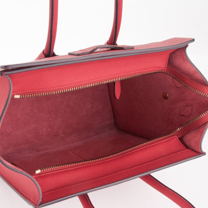 Celine Drummed Calfskin Micro Luggage Red 5 of 7