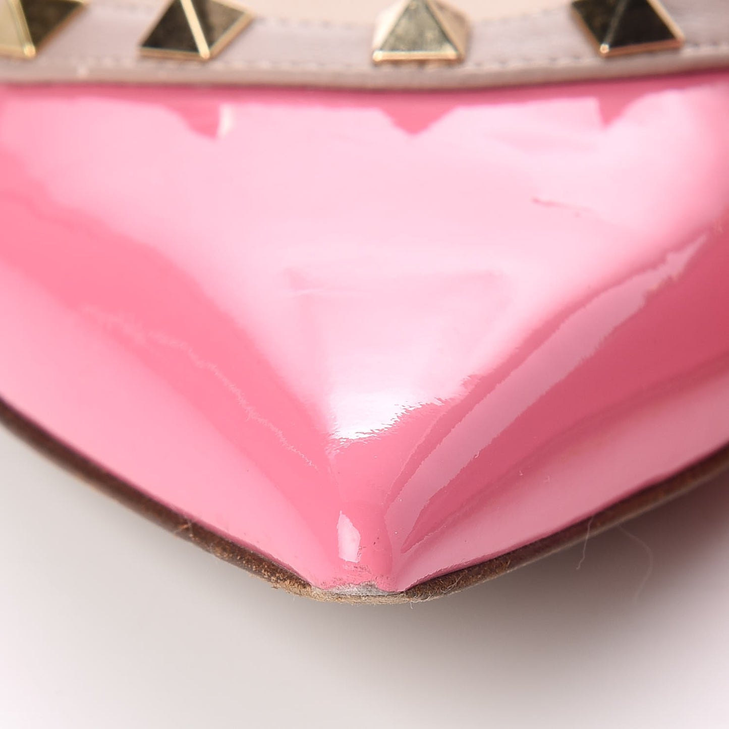 Patent Nappa Rockstud Ballerina Flats 39.5 Ninphea Poudre