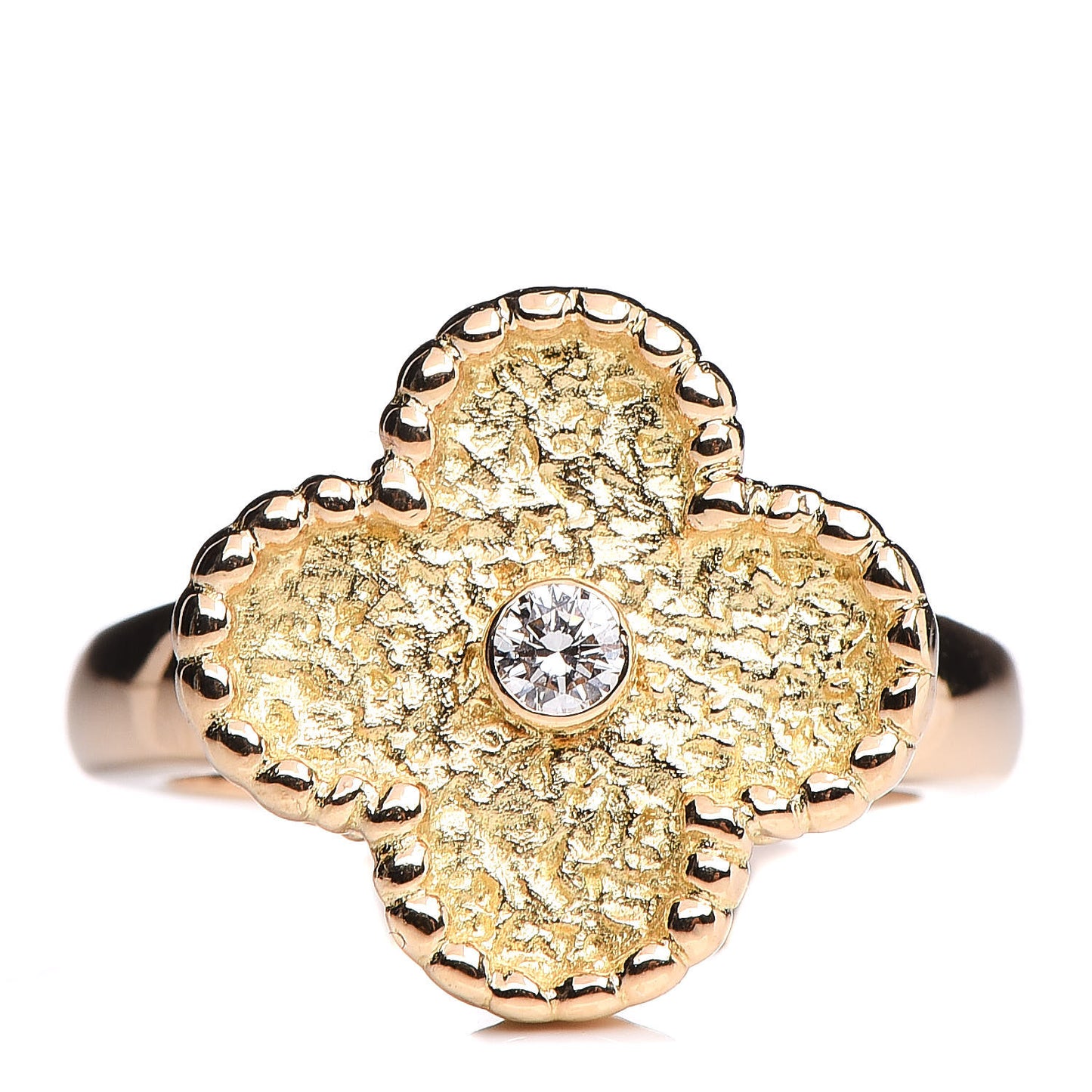 18K Yellow Gold Diamond Vintage Alhambra Ring 44 2.75