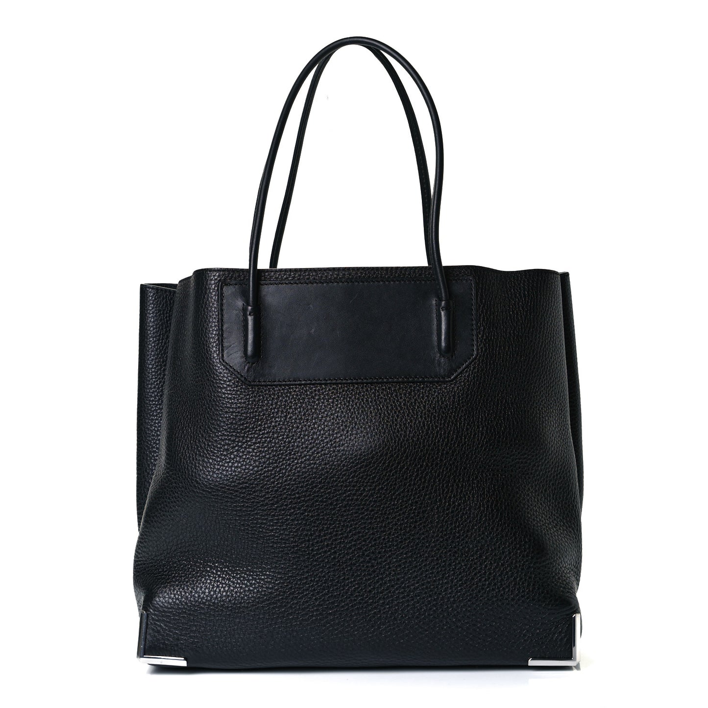 Pebbled Calfskin Large Prisma Skeletal Tote Black Silver Hardware
