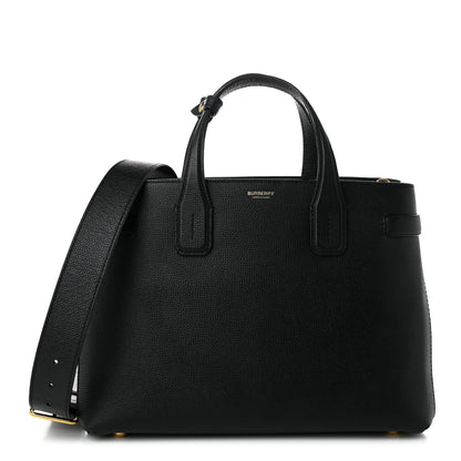 Burberry Grainy Calfskin House Check Medium Banner Tote Black 1 of 8