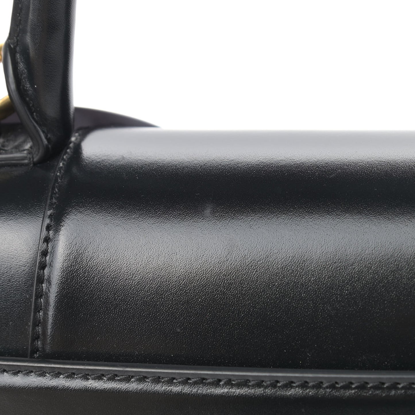 Shiny Box Calfskin Small Hourglass Top Handle Bag Black
