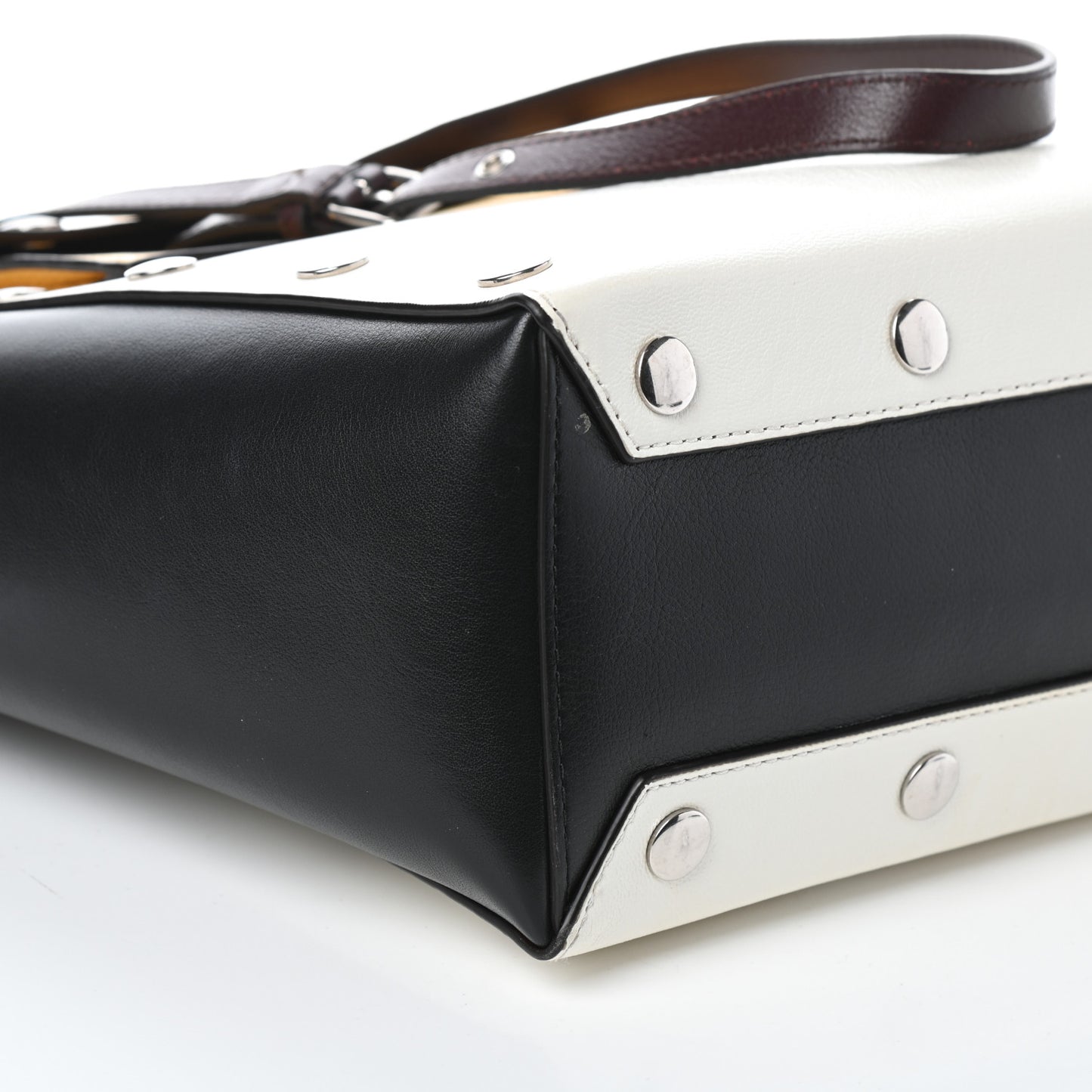 MULBERR Smooth Calfskin Studded Maple Tote Black White