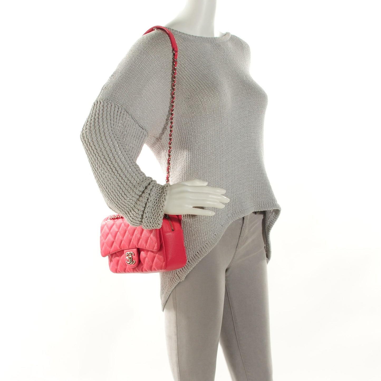 Caviar Quilted Medium Easy Flap Coral