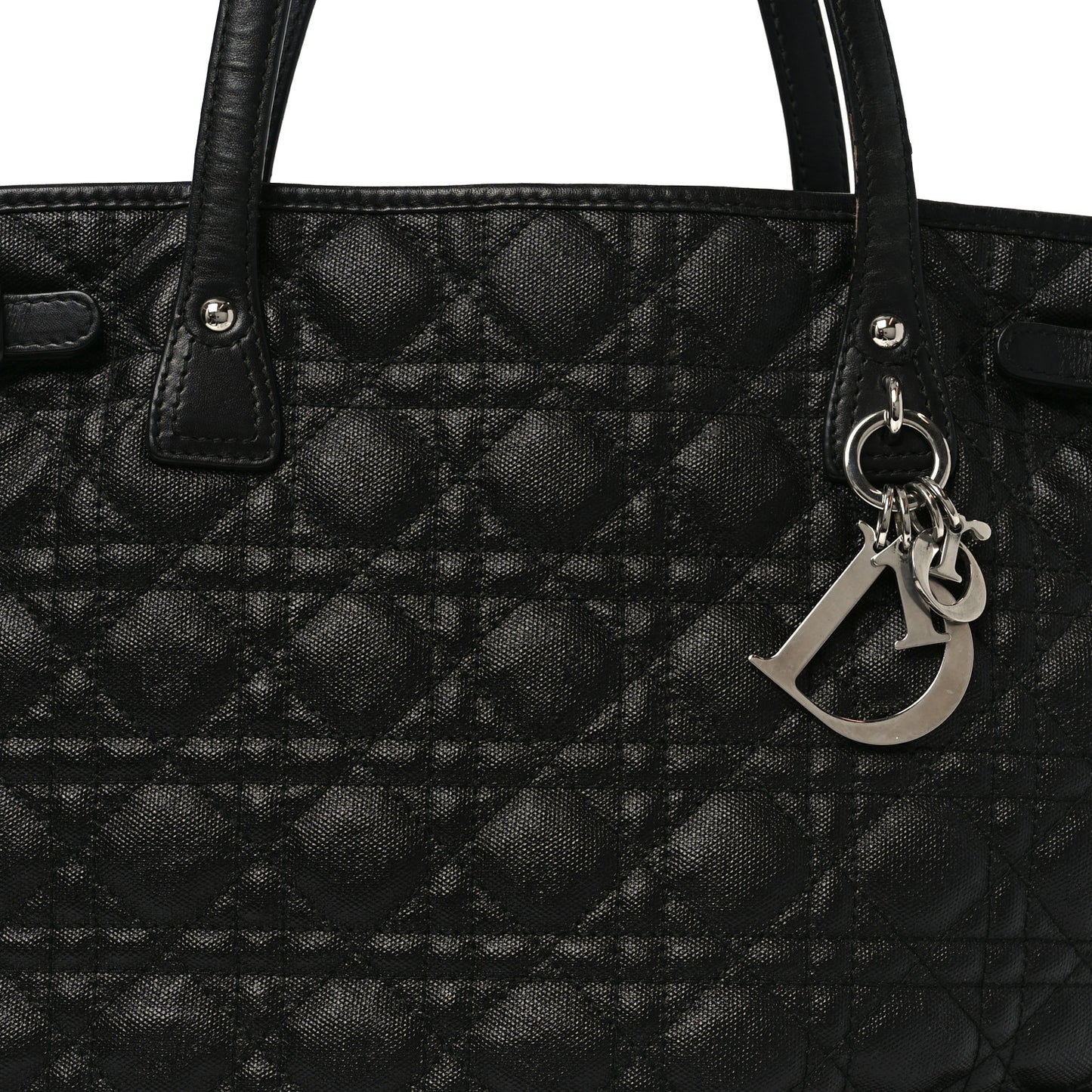 Coated Canvas Cannage Small Panarea Tote Black
