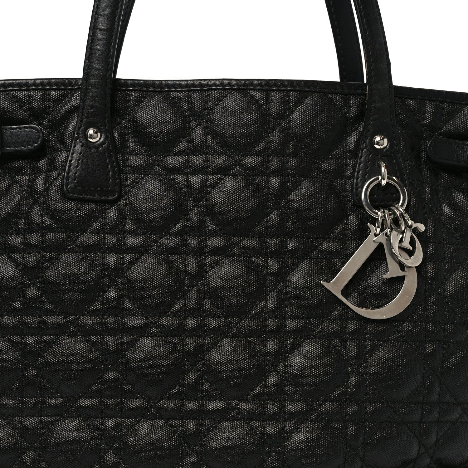 Christian Dior Coated Canvas Cannage Small Panarea Tote Black 8 of 12