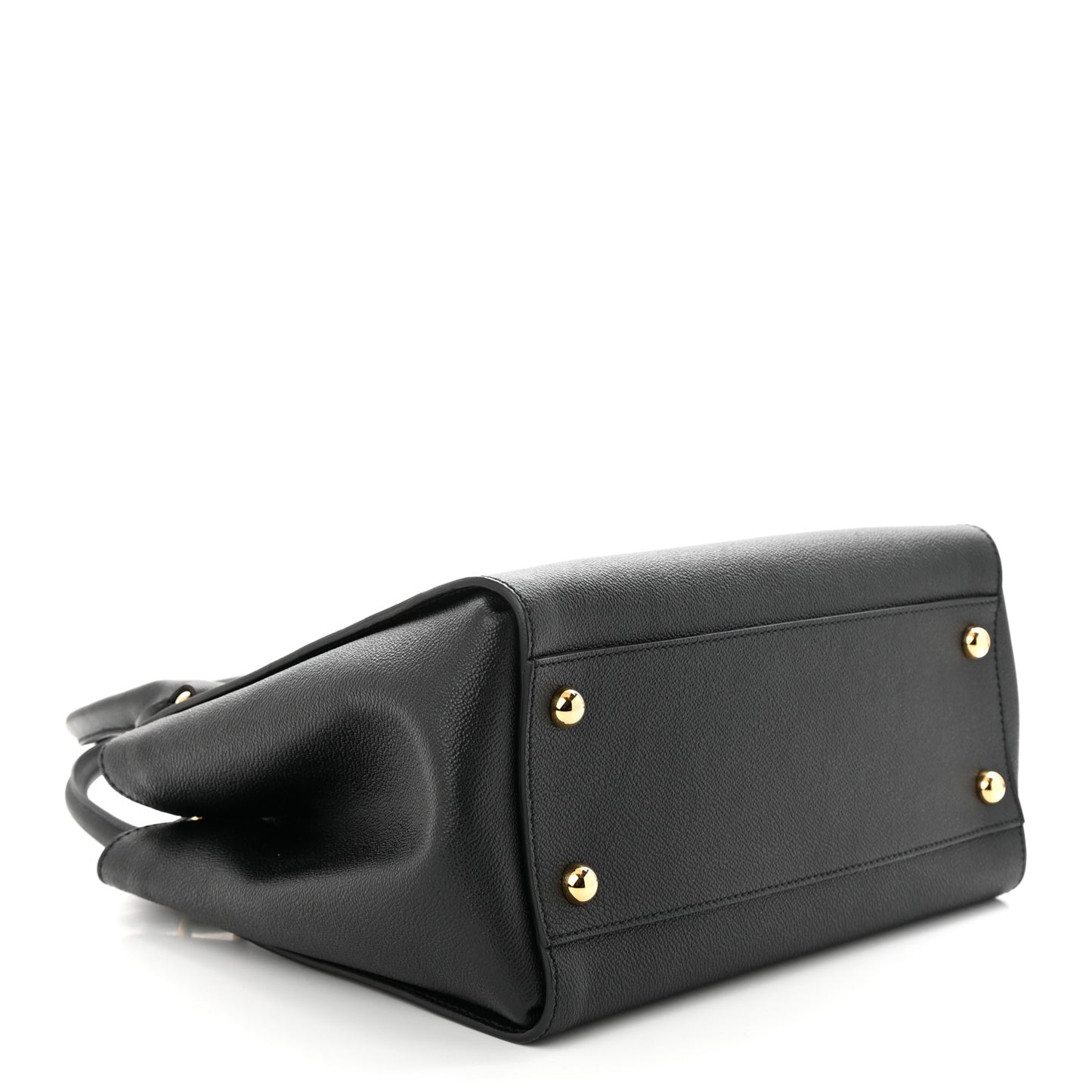 Soft Grain Calfskin Medium Buckle Tote Black