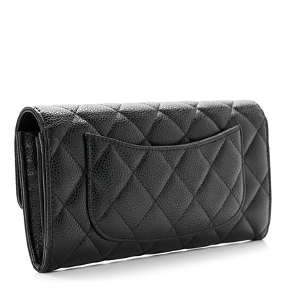 Chanel Caviar Quilted Large Gusset Flap Wallet Black 3 of 8