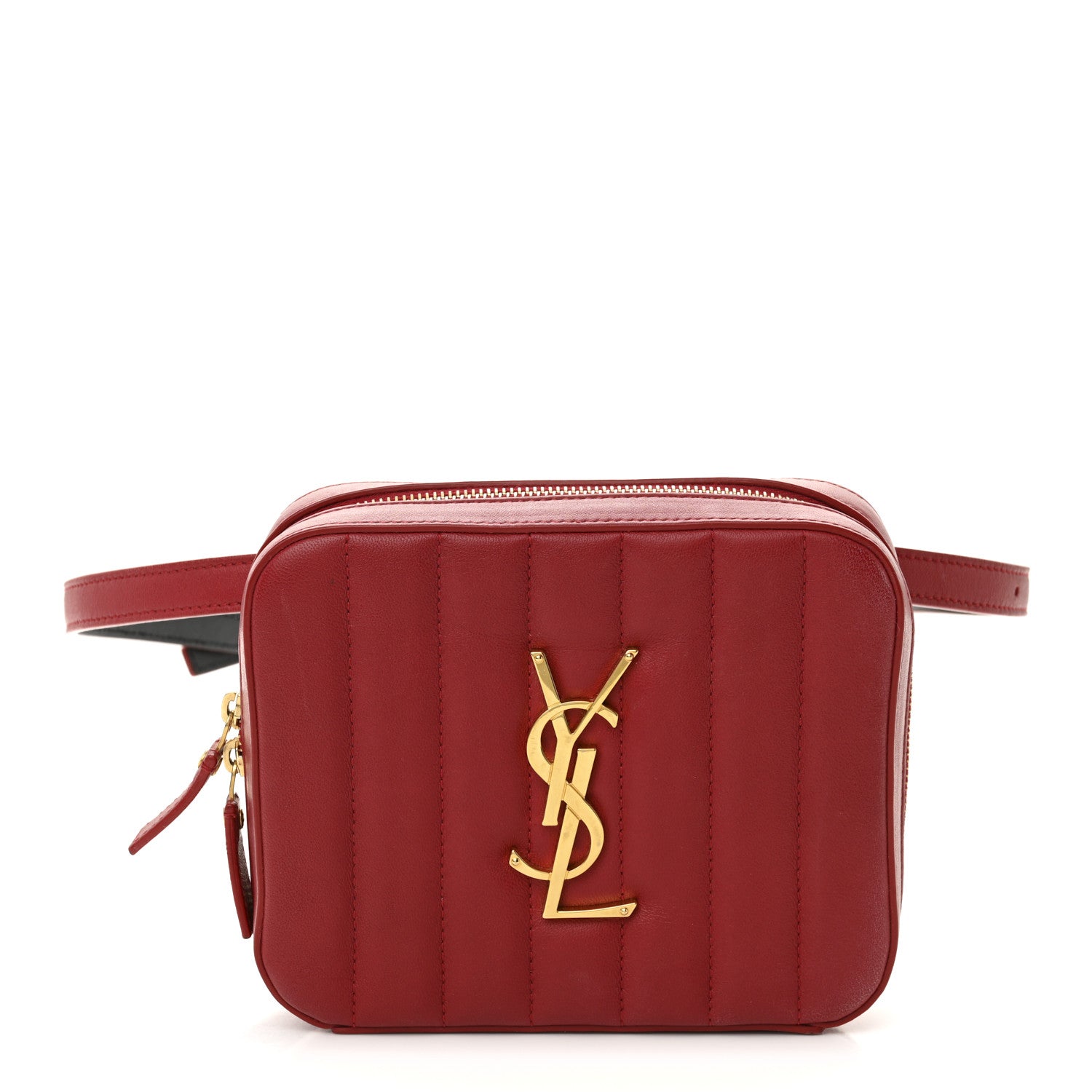 Saint Laurent Lambskin Matelasse Vicky Monogram Belt Bag Eros Red 1 of 10