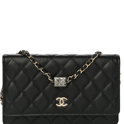 Chanel Caviar Quilted Wallet With Charms On Chain WOC Black 9 of 15