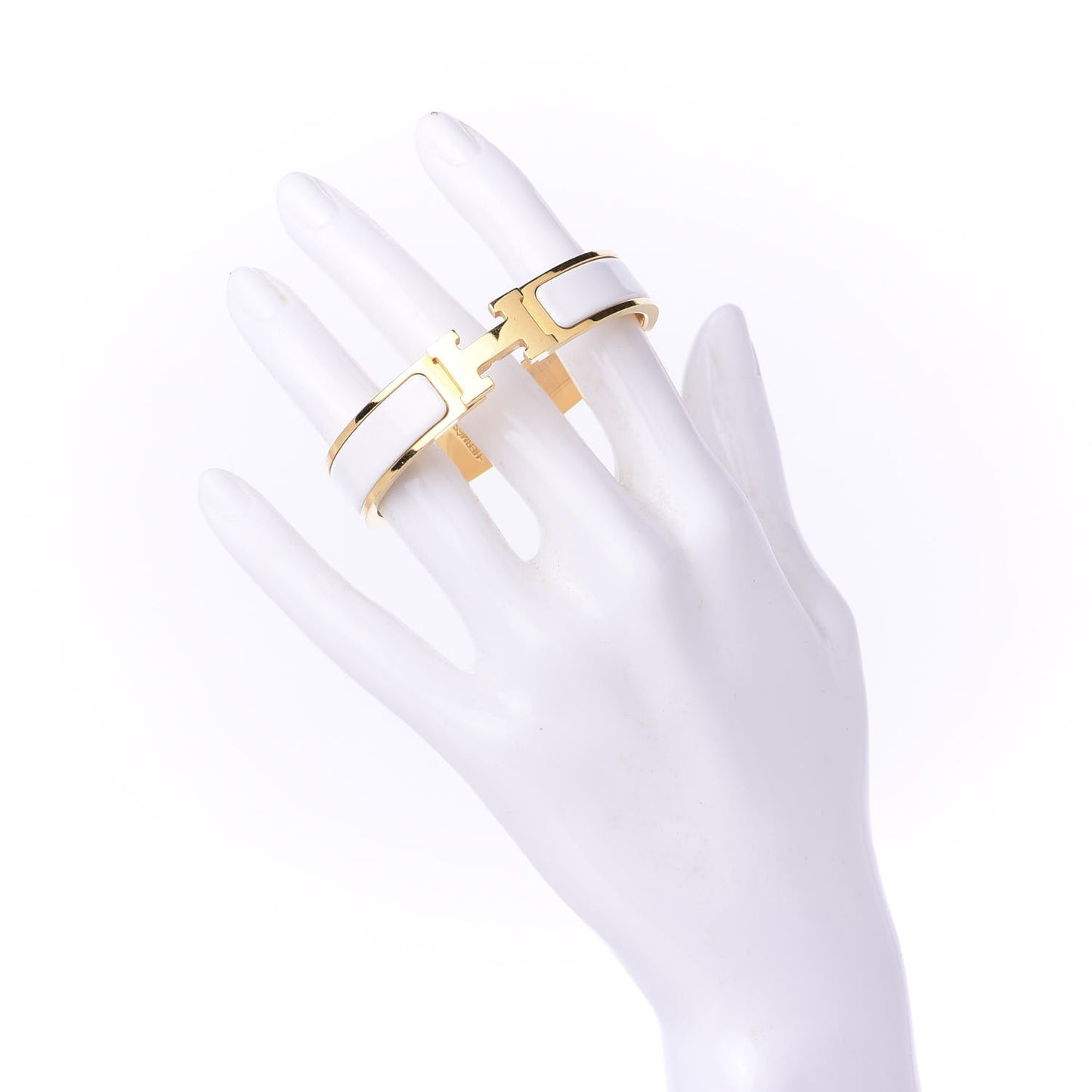Enamel Narrow Clic Clac H Bracelet PM White