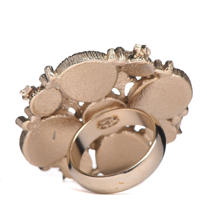 Chanel Crystal Pearl Stars CC Ring 7 Gold Pink 4 of 6