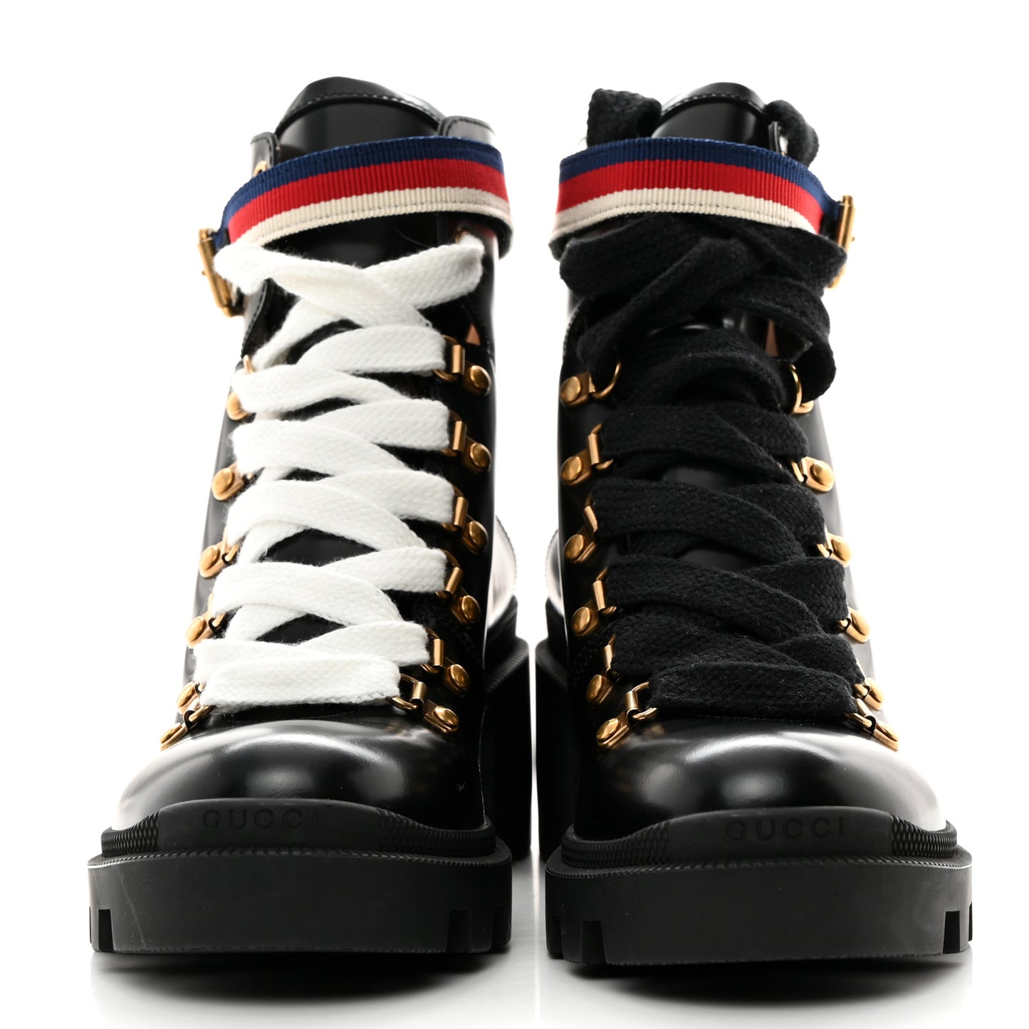 Calfskin Sylvie Web Womens Lace Up Combat Boots 38 Black