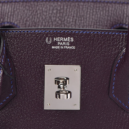Hermes Chevre Mysore Bi-Color Horseshoe Birkin 30 Raisin Bleu Electrique 8 of 36