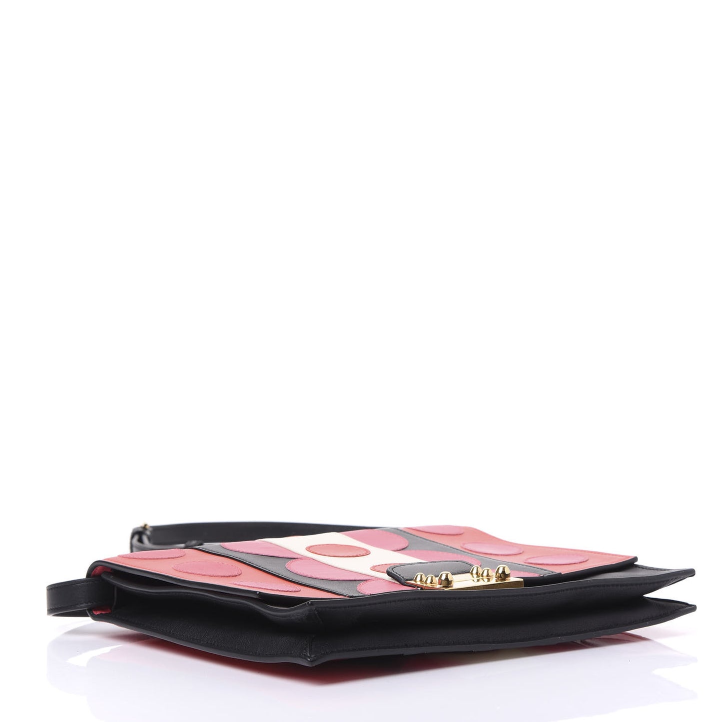 Calfskin Carmen Shoulder Bag Black Deep Rose