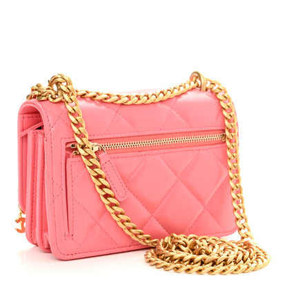 Chanel Lambskin Enamel Quilted Pending CC Clutch With Chain Pink 3 of 11