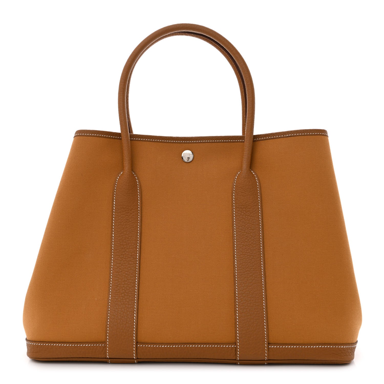 Hermes Toile Militaire Vache Country Verso Garden Party 36 PM Gold Dune Magnolia 1 of 10