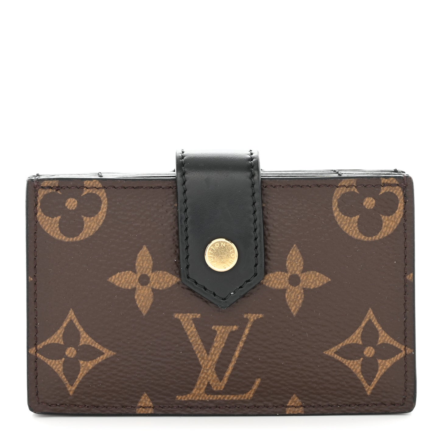Monogram Gusset Card Holder Black