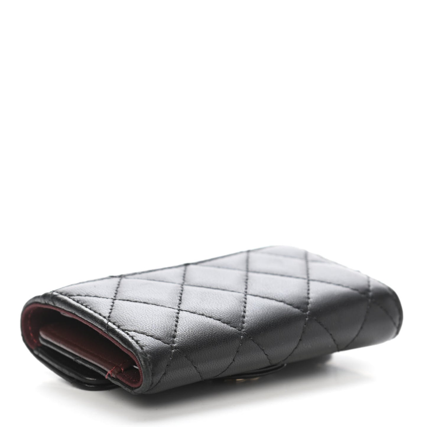 Lambskin Quilted 4 Key Holder Black