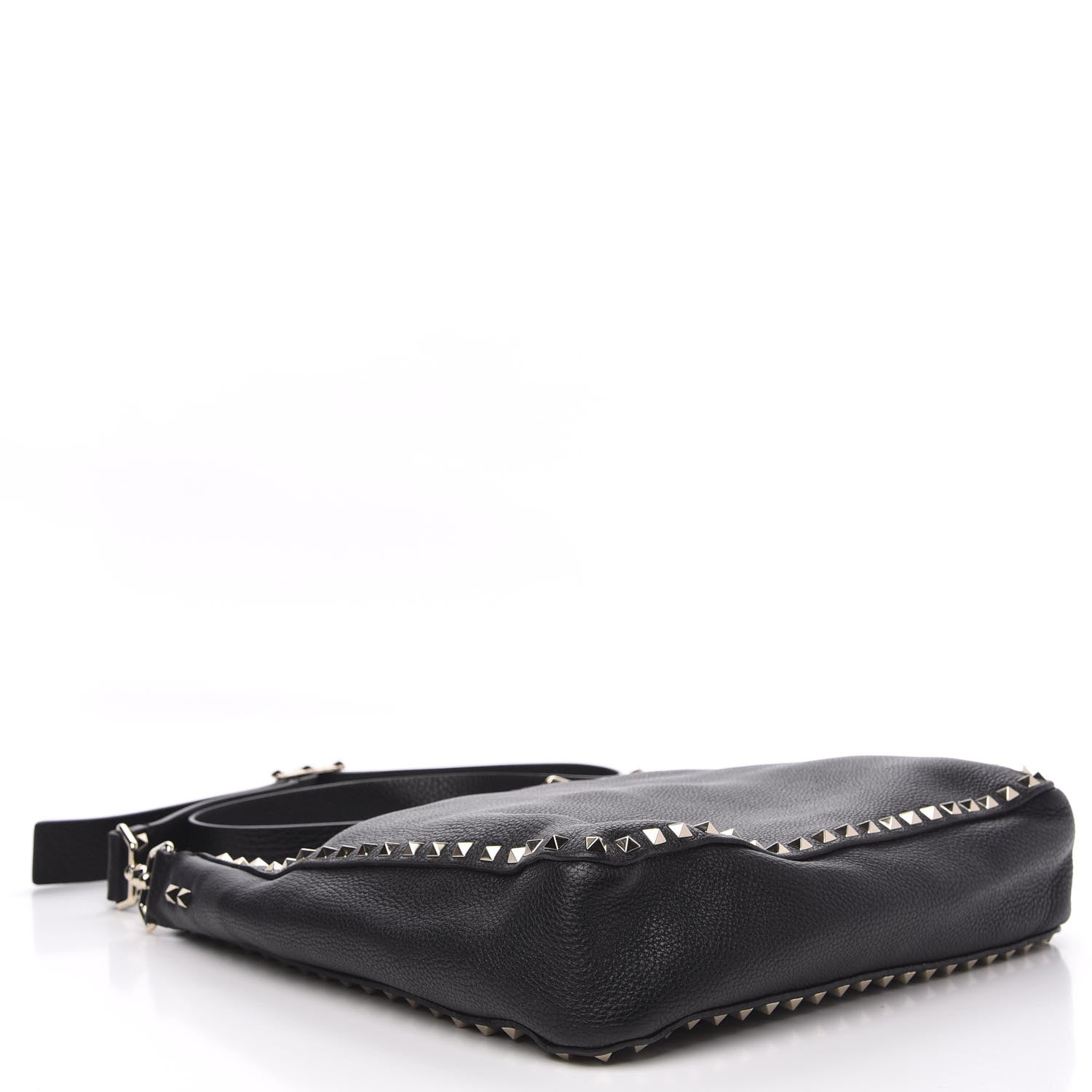 Valentino Garavani Pebbled Calfskin Large Rockstud Flip-Lock Messenger Bag Black 4 of 9