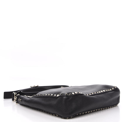 Valentino Garavani Pebbled Calfskin Large Rockstud Flip-Lock Messenger Bag Black 4 of 9