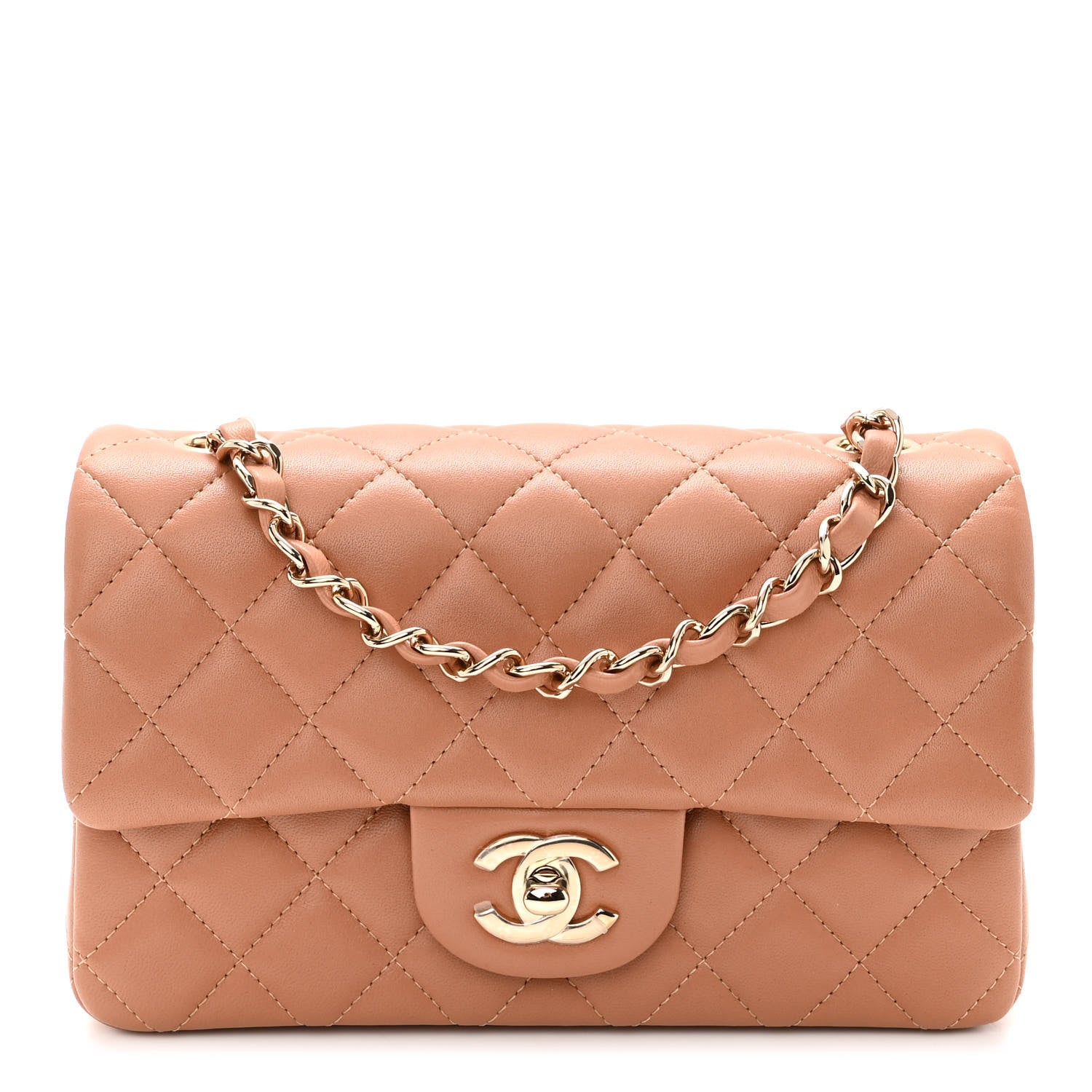 Chanel Lambskin Quilted Mini Rectangular Flap Brown 1 of 10