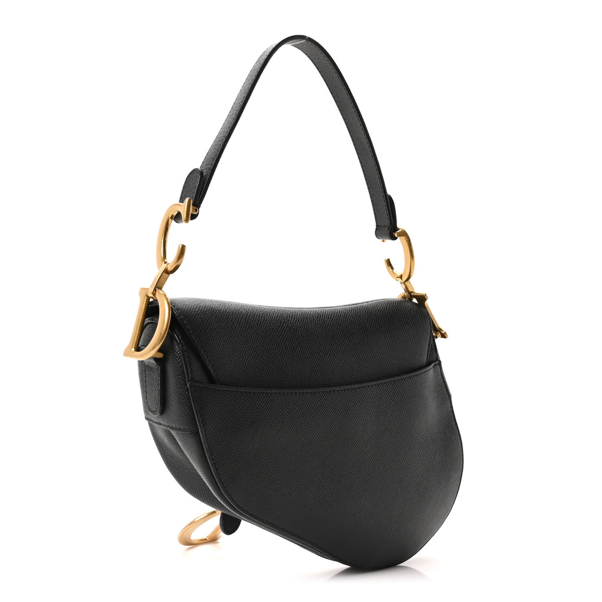 Grained Calfskin Saddle Bag Black