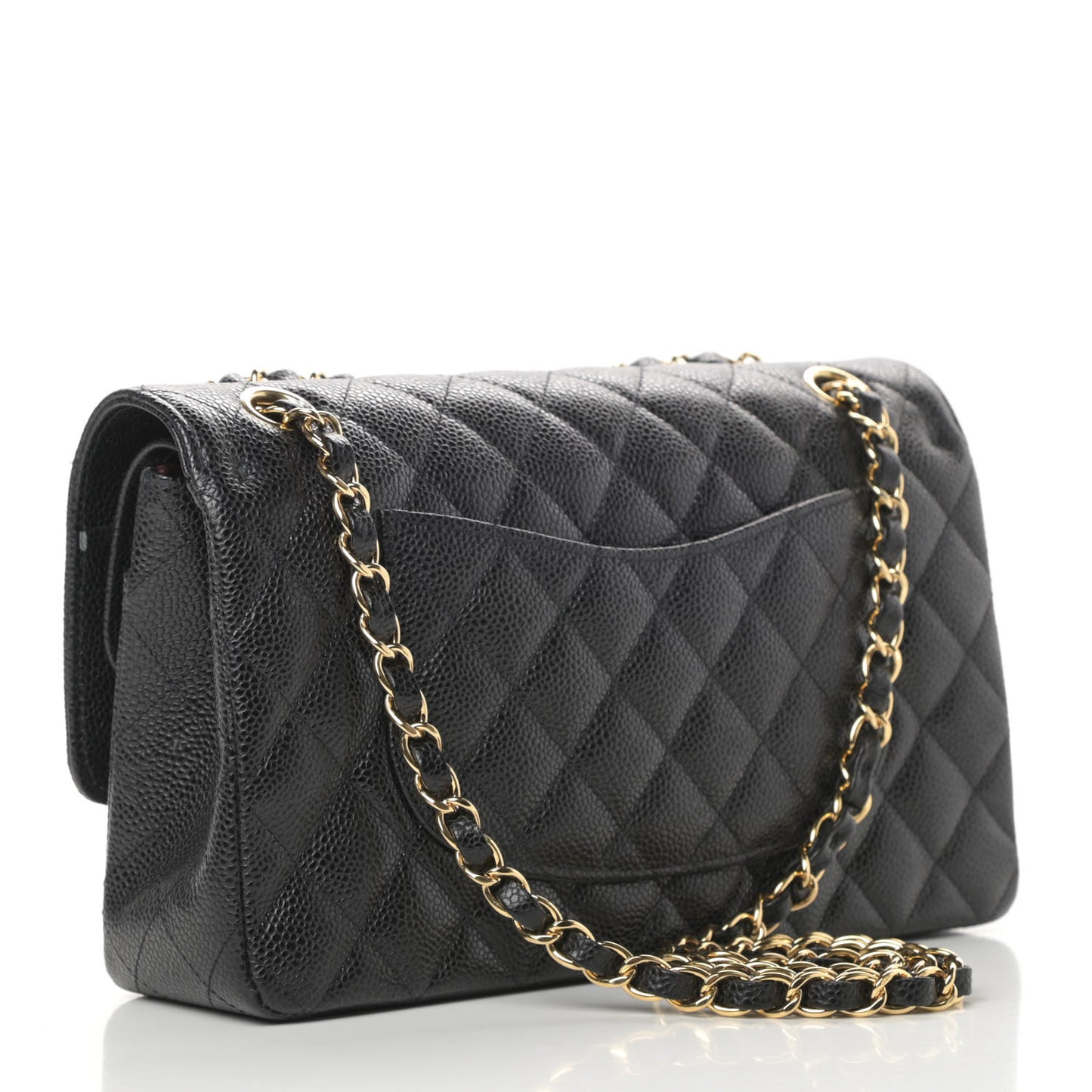 Caviar Quilted Medium Double Flap Black
