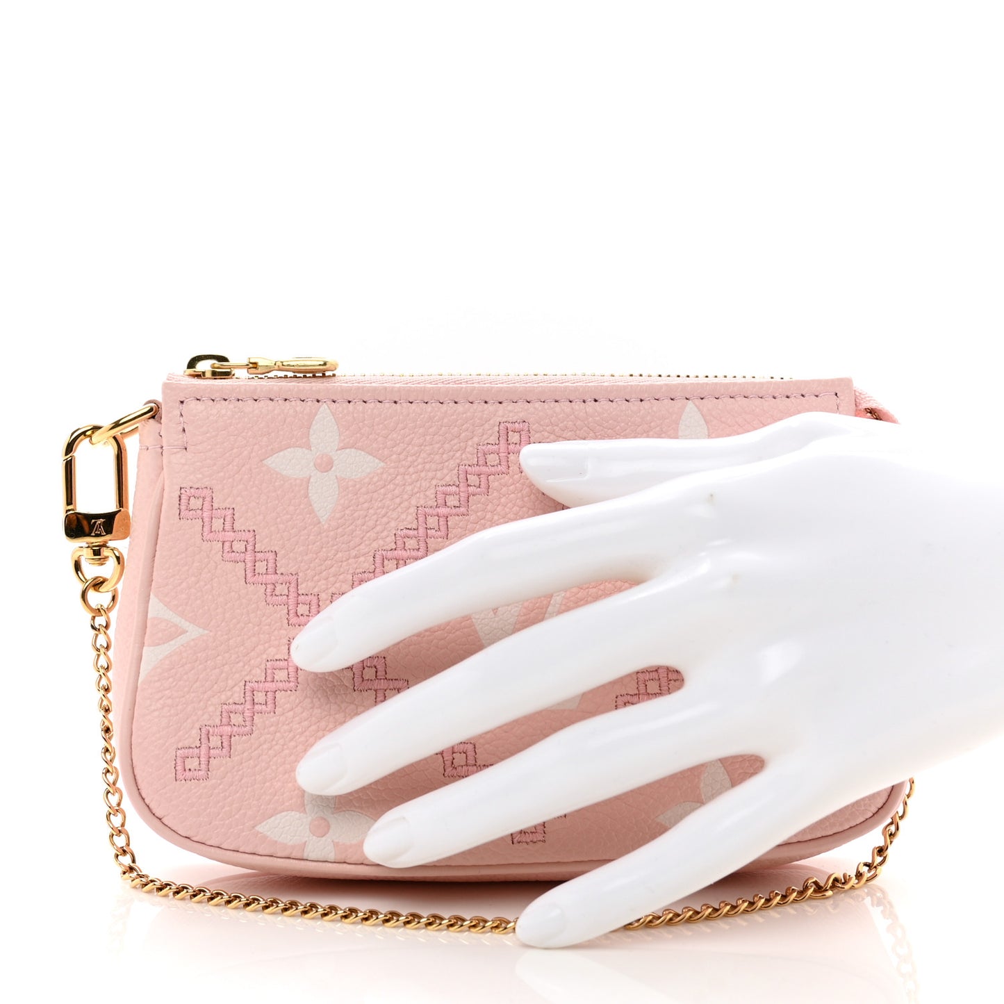 Empreinte Monogram Giant Broderies Mini Pochette Accessories Pink Creme