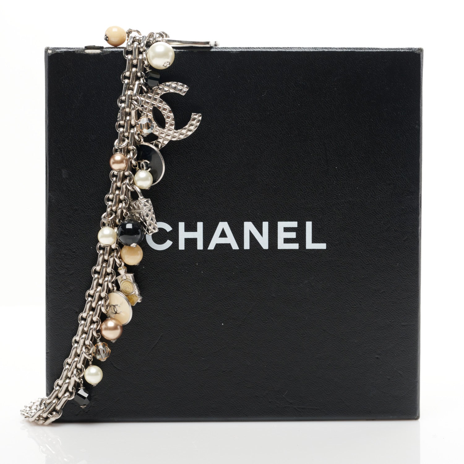 Chanel Enamel Pearl Charm Short Necklace Silver 6 of 6