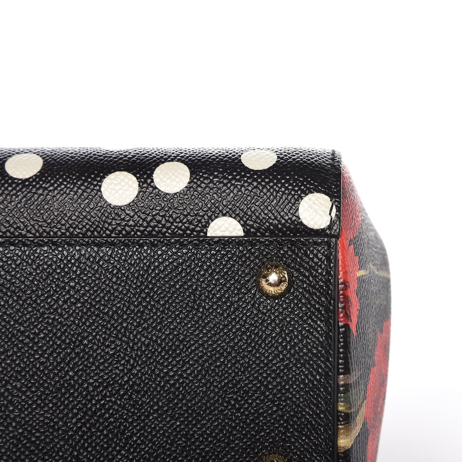 Dolce & Gabbana Dauphine Polka Dot Floral Print Medium Miss Sicily Satchel Black 10 of 13