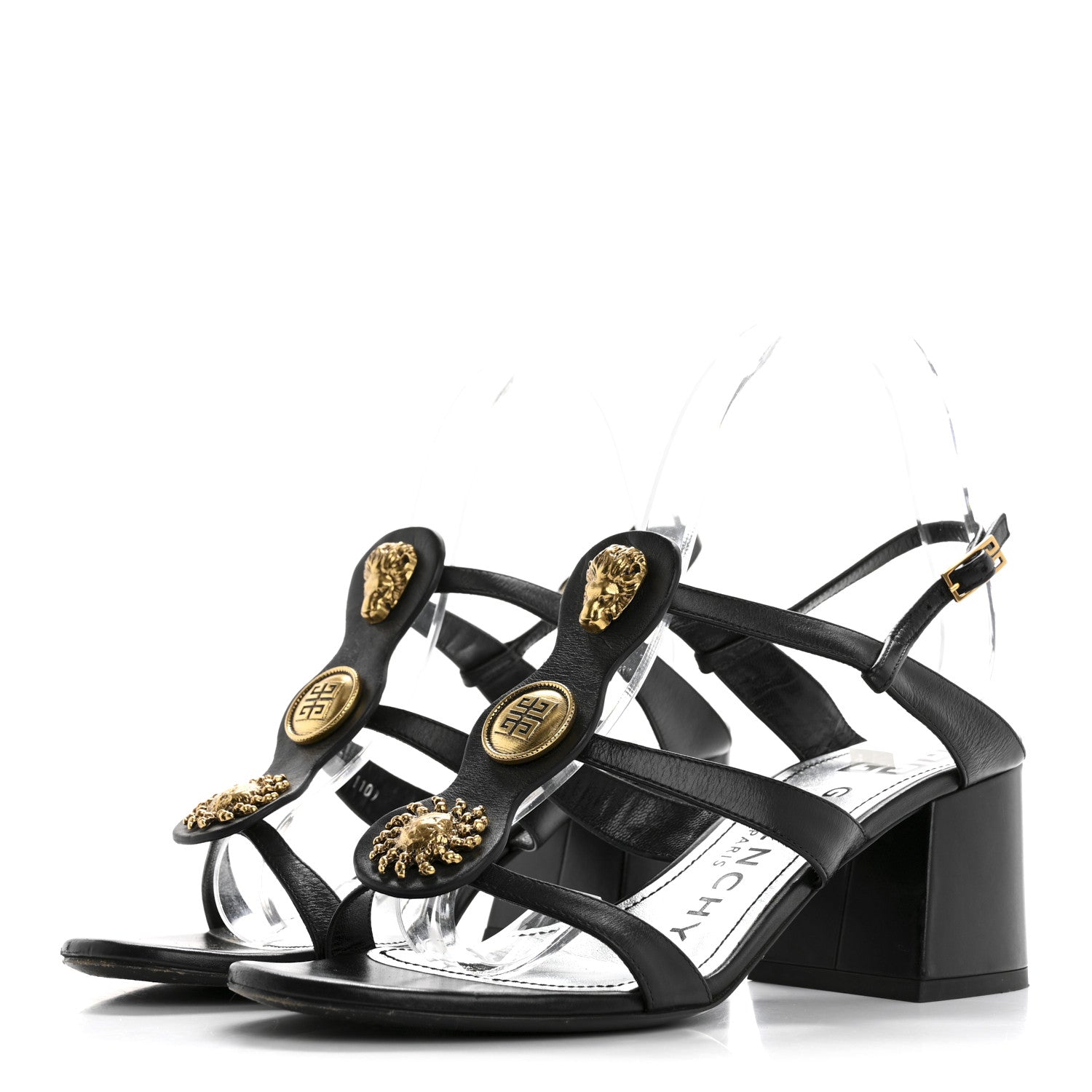 Givenchy Calfskin Charm Slingback 50mm Sandals 38.5 Black 4 of 9