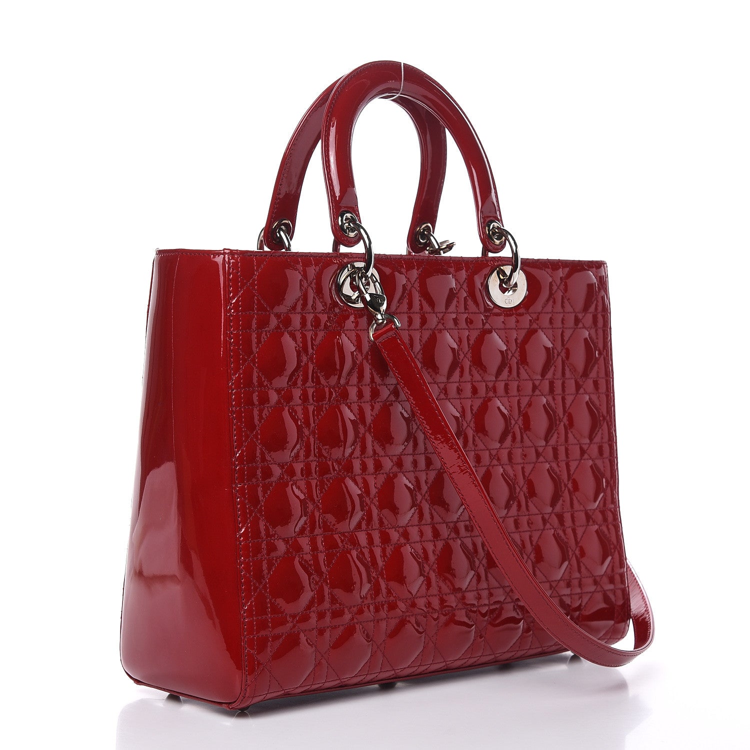 Christian Dior Patent Cannage Large Lady Dior Red 3 of 13