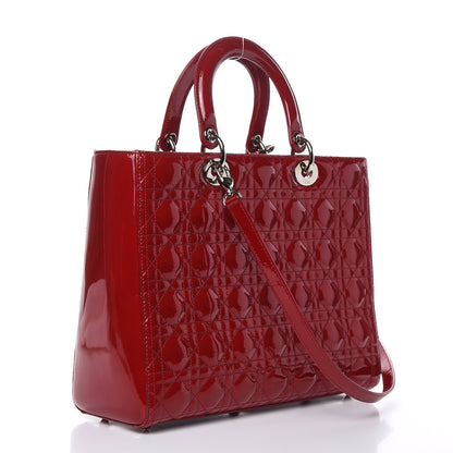 Christian Dior Patent Cannage Large Lady Dior Red 3 of 13