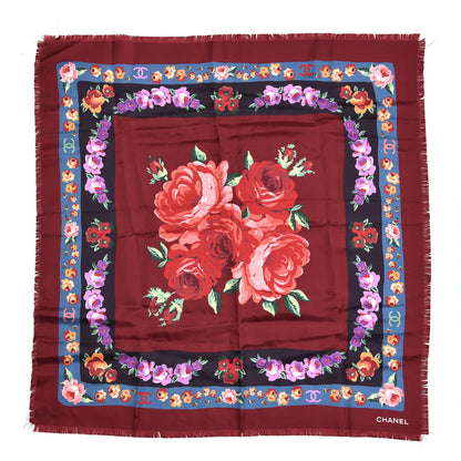 Chanel Silk CC Camellia Square Scarf Red 1 of 5