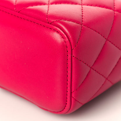 Chanel Lambskin Quilted Ombre Top Handle Mini Vanity Case With Chain Dark Pink 8 of 9