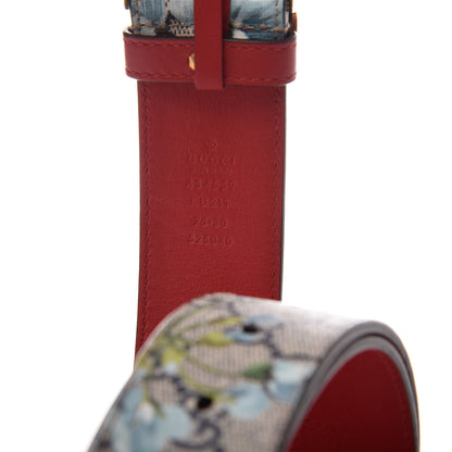 Gucci GG Plus Monogram Blooms Plaque Belt 75 30 Blue 6 of 6