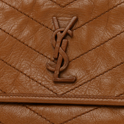 Saint Laurent Crinkled Calfskin Matelasse Monogram Baby Niki Chain Satchel Light Caramel 11 of 13