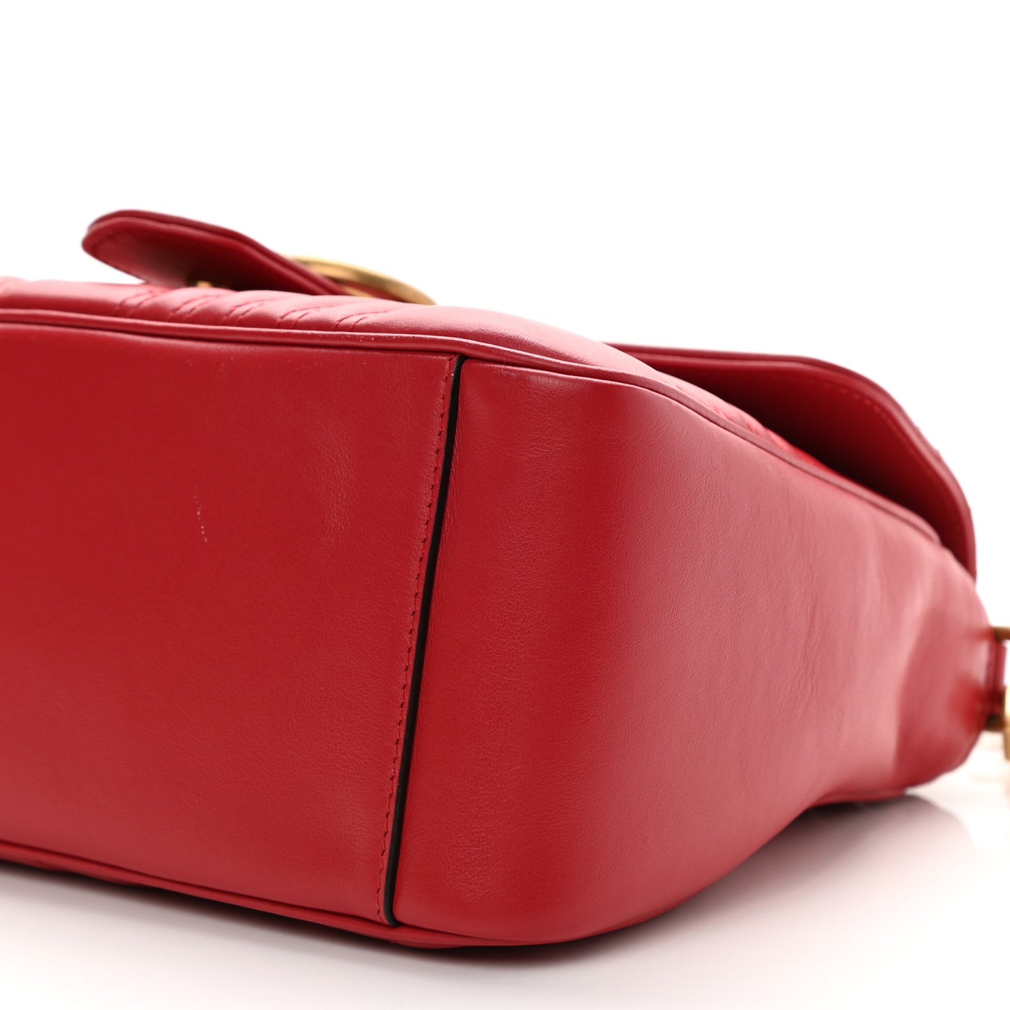 Calfskin Matelasse Small GG Marmont Top Handle Shoulder Bag Hibiscus Red