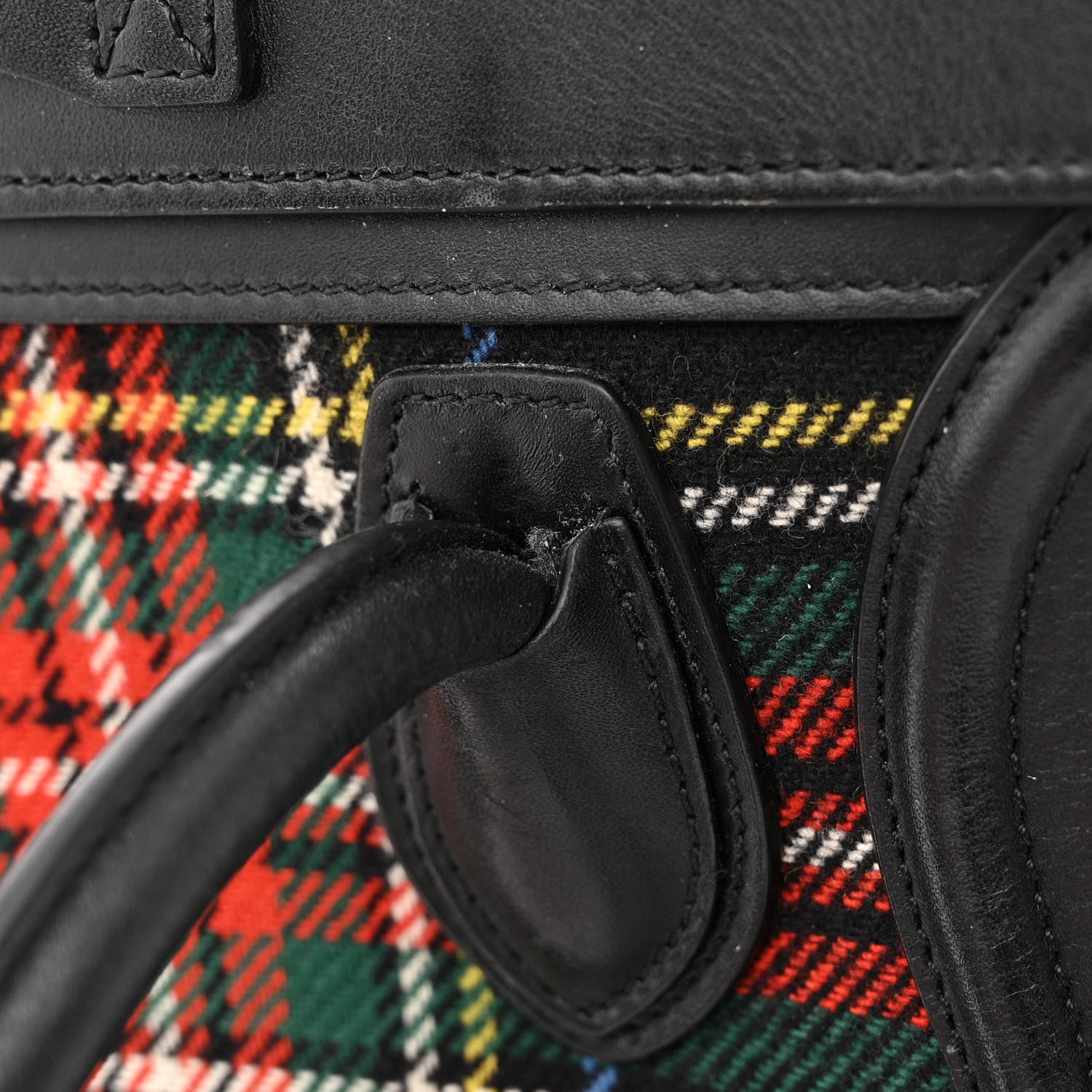 Celine Tartan Calfskin Nano Luggage Red Blue 15 of 18