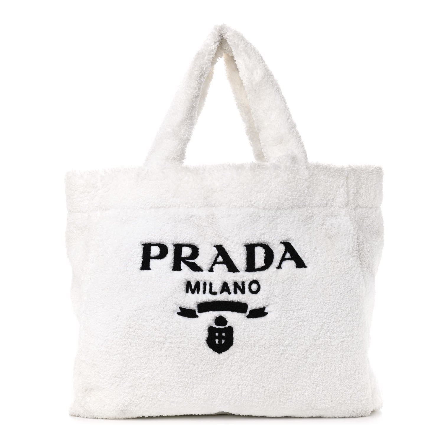 Prada Terry Cloth Tote Bag White Black 1 of 9