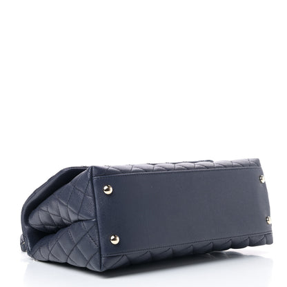 Chanel Caviar Quilted Small Coco Handle Flap Navy Blue 3 of 4