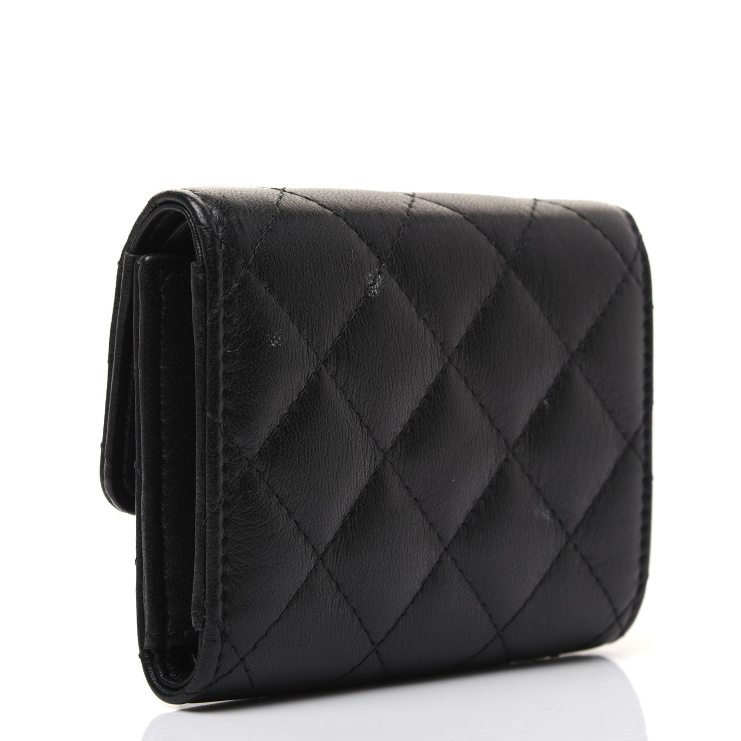 Chanel Lambskin Quilted Small Compact Wallet Black 3 of 13