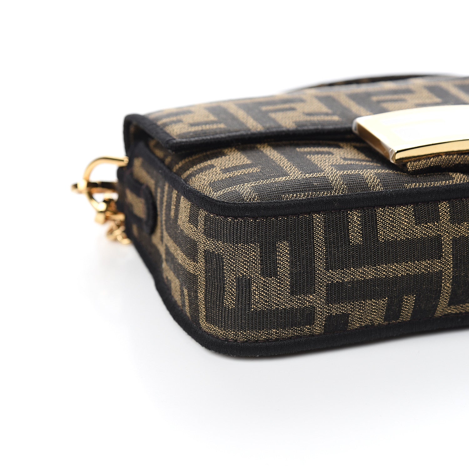 Fendi Fabric Jacquard FF 1974 Mini Baguette Tobacco Moro Black 7 of 9