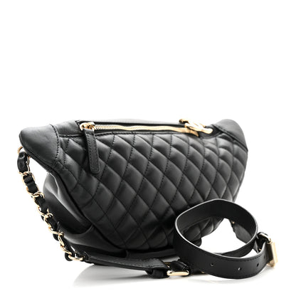Chanel Lambskin Quilted Waist Bag Fanny Pack Black Black 2 of 10
