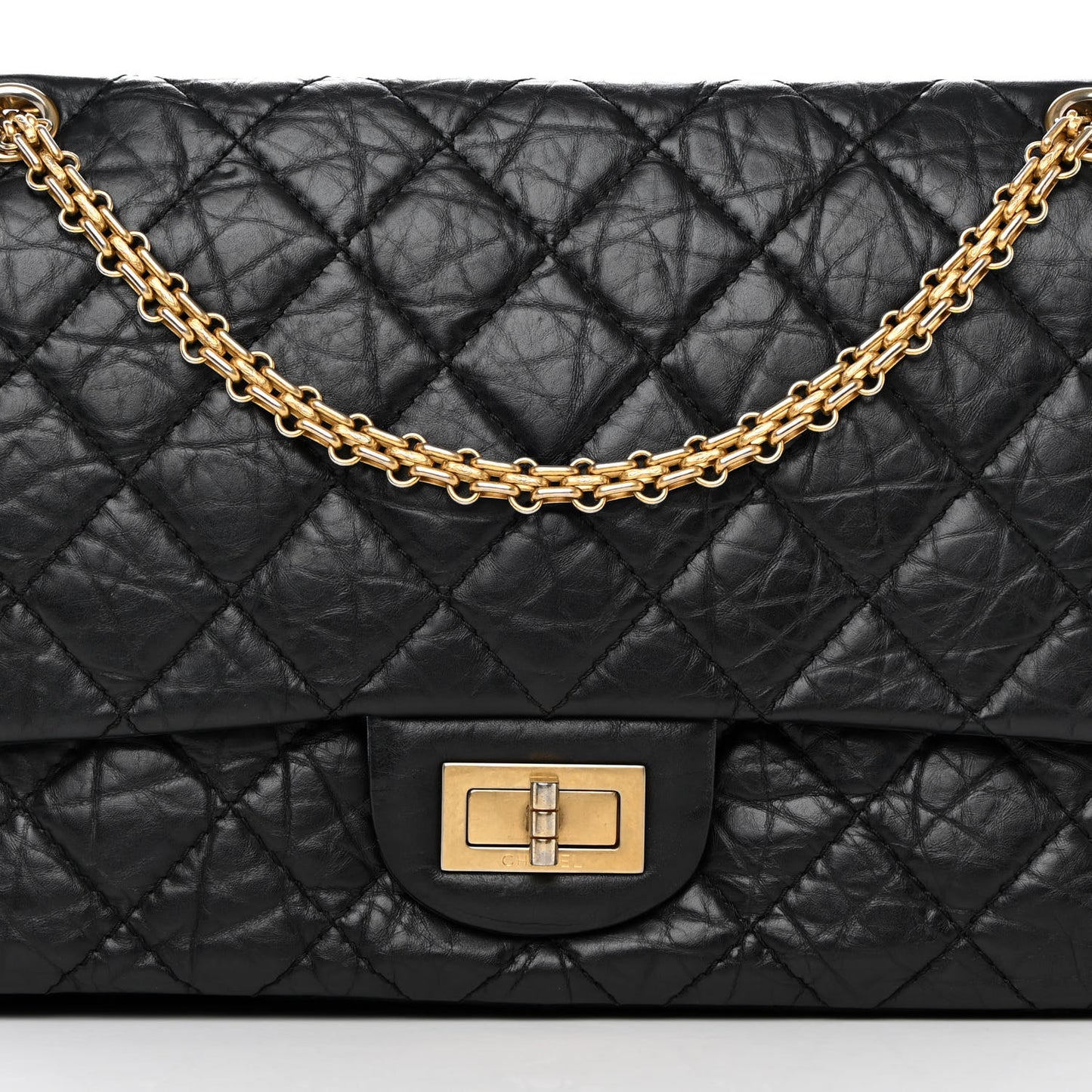Aged Calfskin Quilted 2.55 Reissue 227 Flap Black
