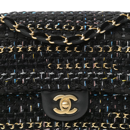 Chanel Tweed Chain Braid Medium Single Flap Black 10 of 10